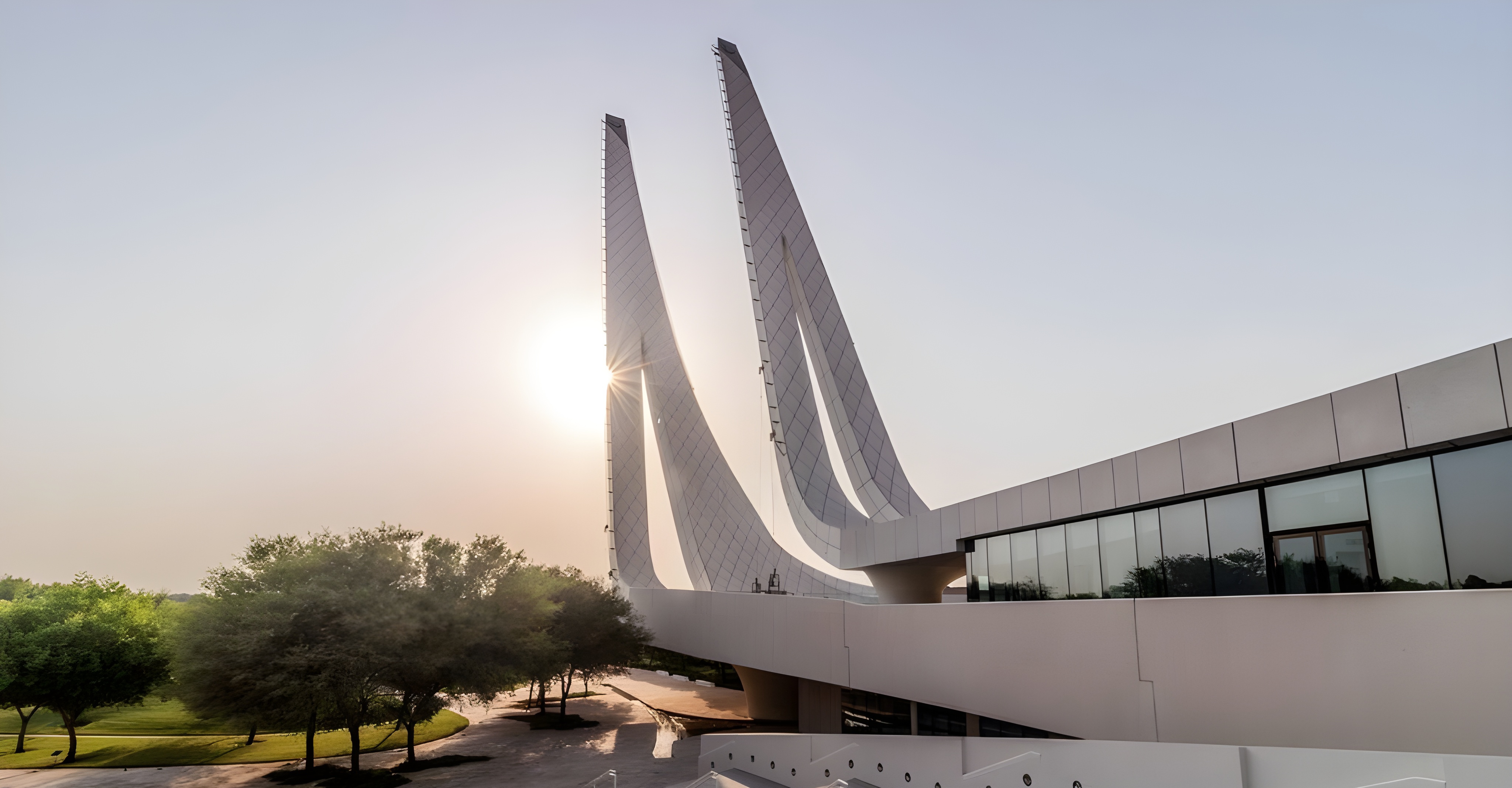 The Minaretein building at HBKU, Education City, at sunset